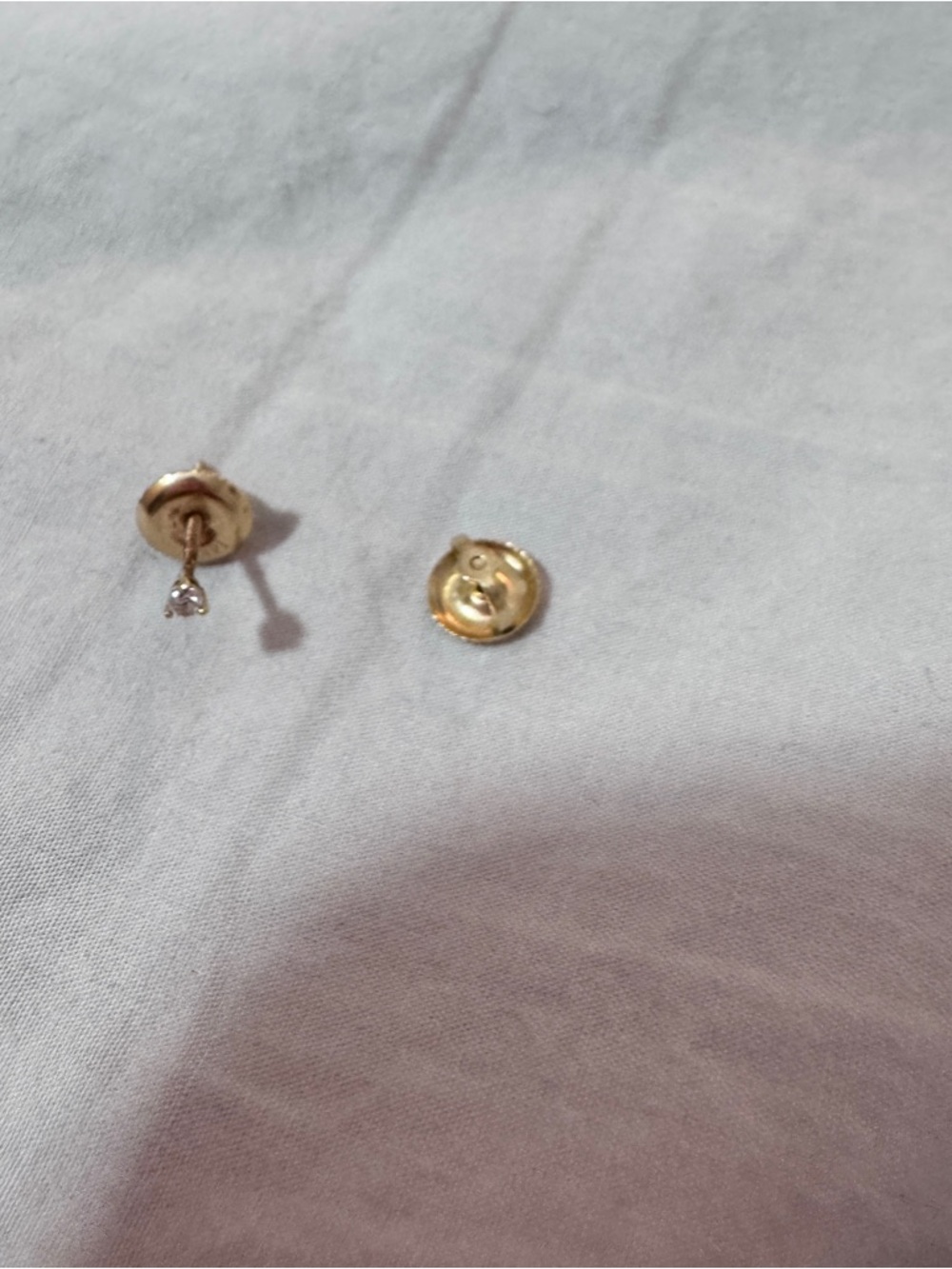 Gold Single Stud Earring with Diamond Stone Accent
